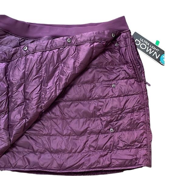 Aventure Quilted Down Snap Faux Wrap Fleece Lined Mini Skirt - Picture 2 of 4
